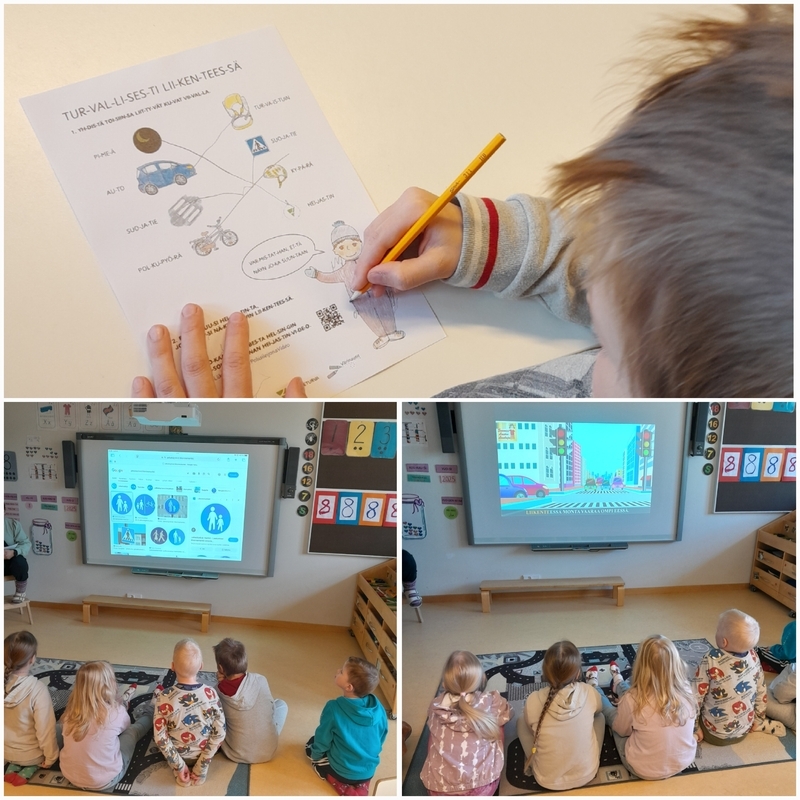 Liikennemerkkien opettelua, liikennetehtävän tekoa