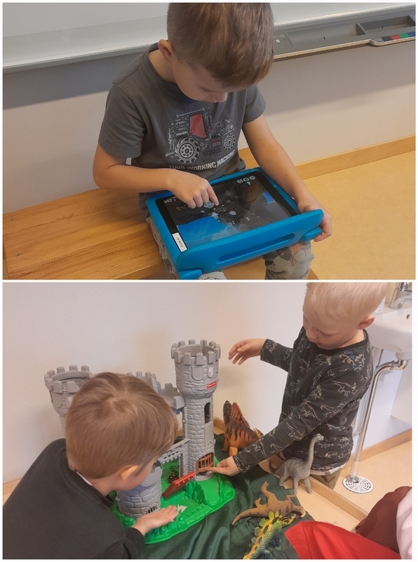 Dinosaurusleikkiä ja ekapeliä