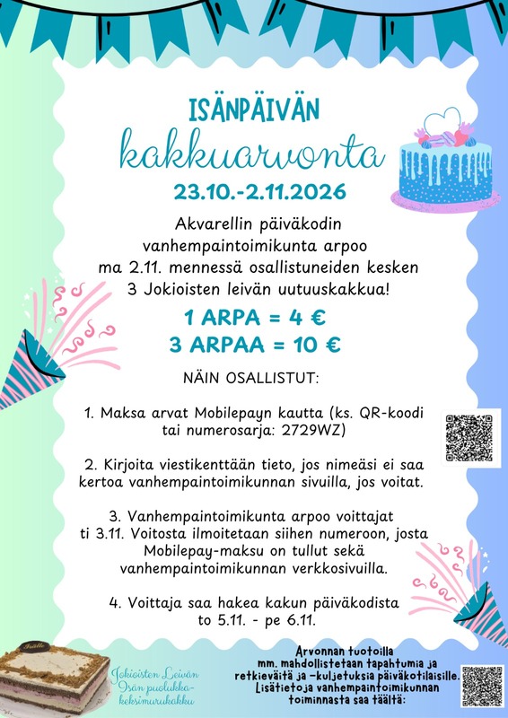 Isänpäivän kakkuarvonta- tue toimintaa helposti!
