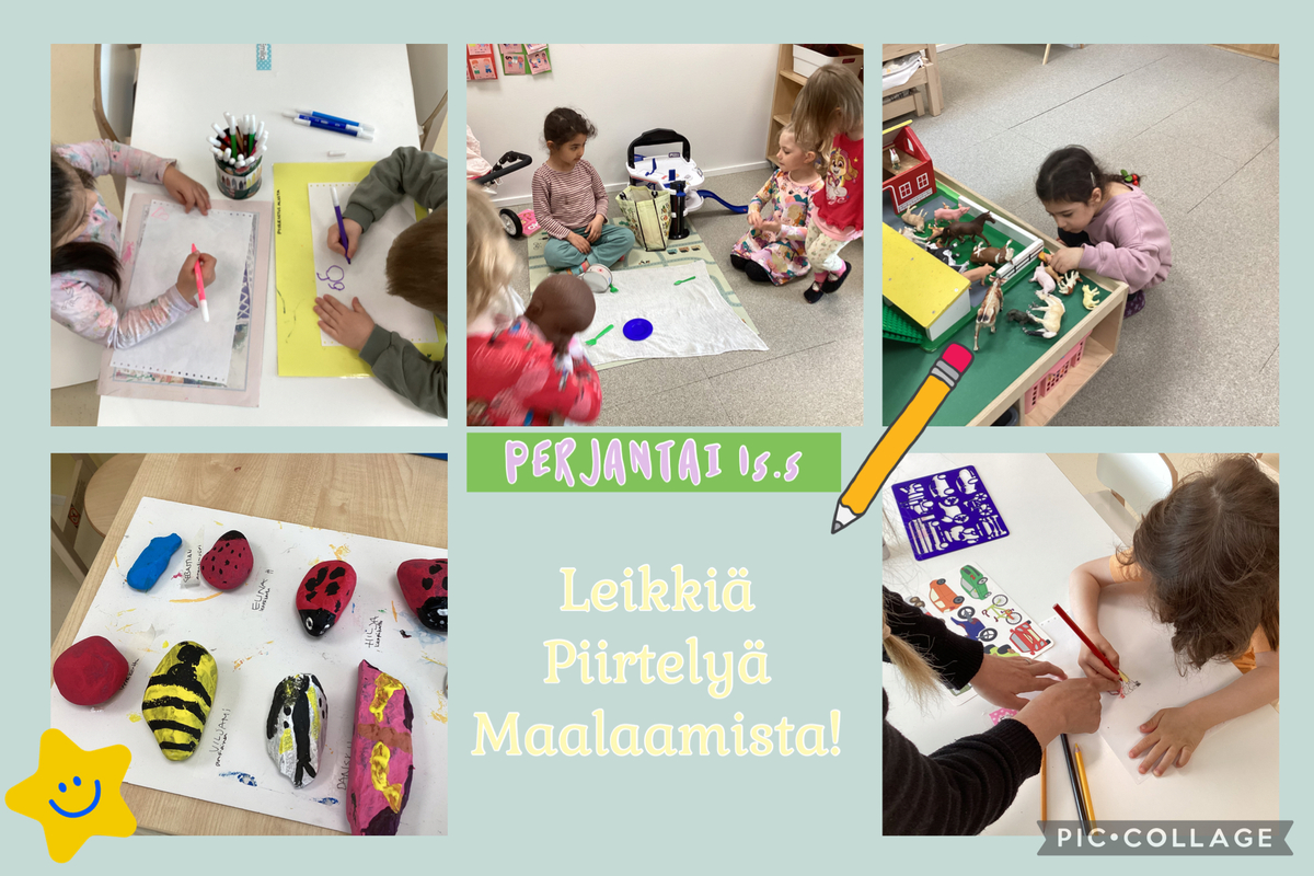 Lapset piirtää ja leikkii.