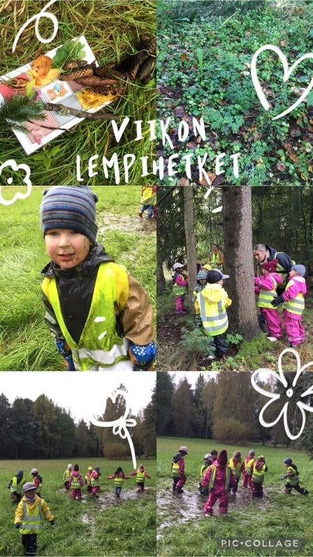 Lapset metsäretkellä hyppimässä kuralammikkoon