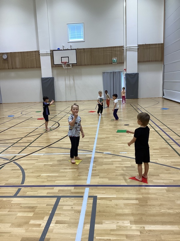 Lapsia jumpalla liikuntasalissa
