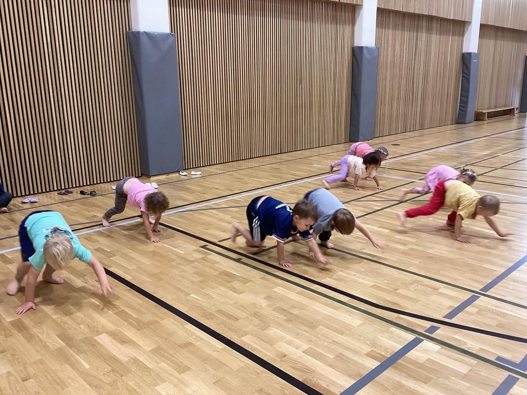 Lapsia liikuntasalissa jumpalla