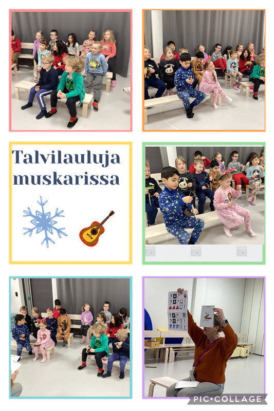 Laulettiin ja soitettiin talvilaulua muskarissa