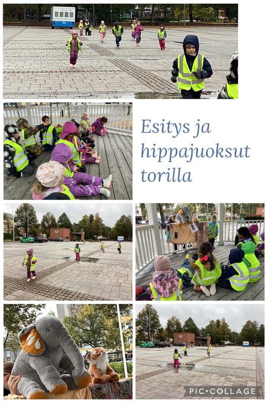 Yhteinen retki maanantaina Lapset retkellä katsomassa esitystä