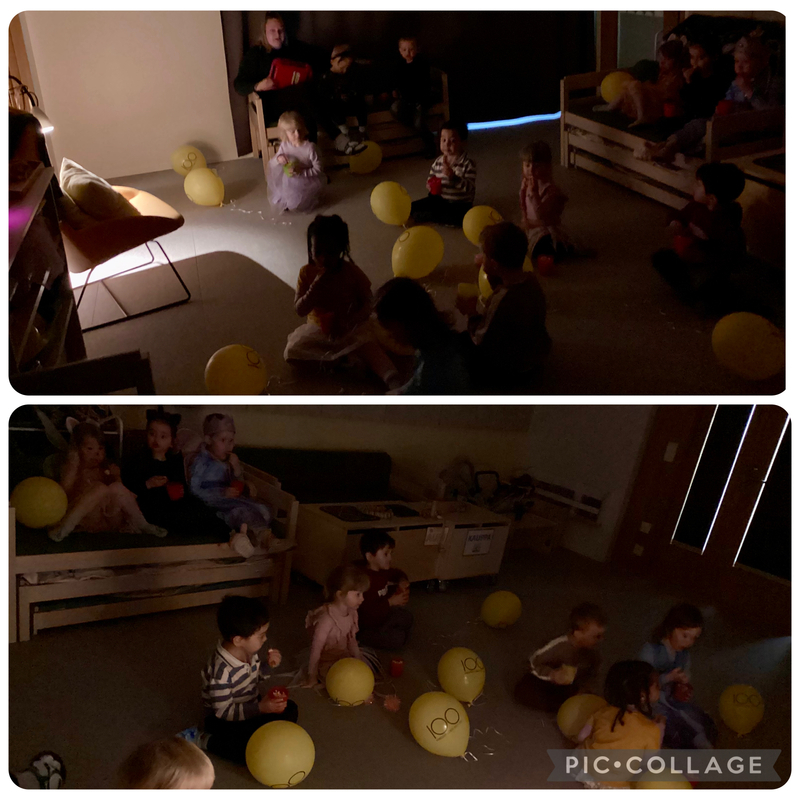 Lapset syövät poppareita discossa.