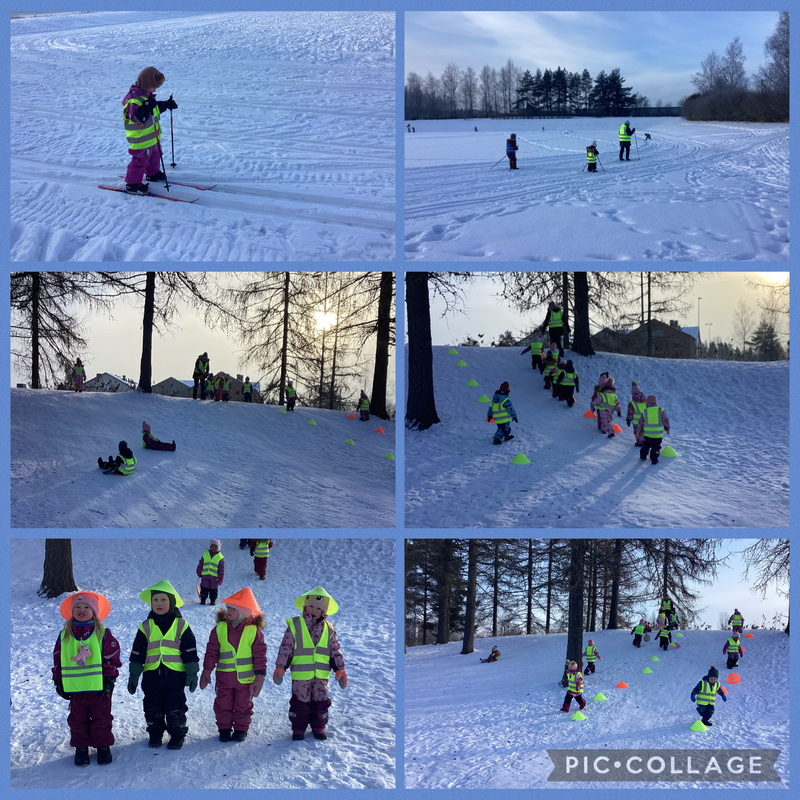 Lapsia hiihtämässä ja liukurimäessä