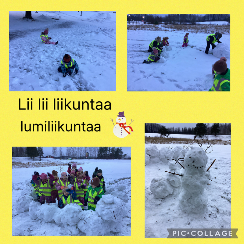 IMG_1694.jpeg Lapsia rakentamassa lumiukkoa ja linnaa.