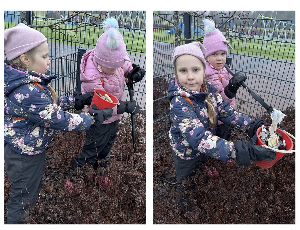 Lapset keräämässä roskia