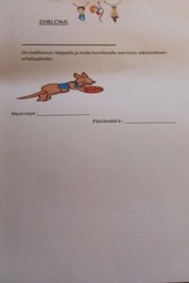 Diblomi muistoksi osallisuudesta urhelupäivään.