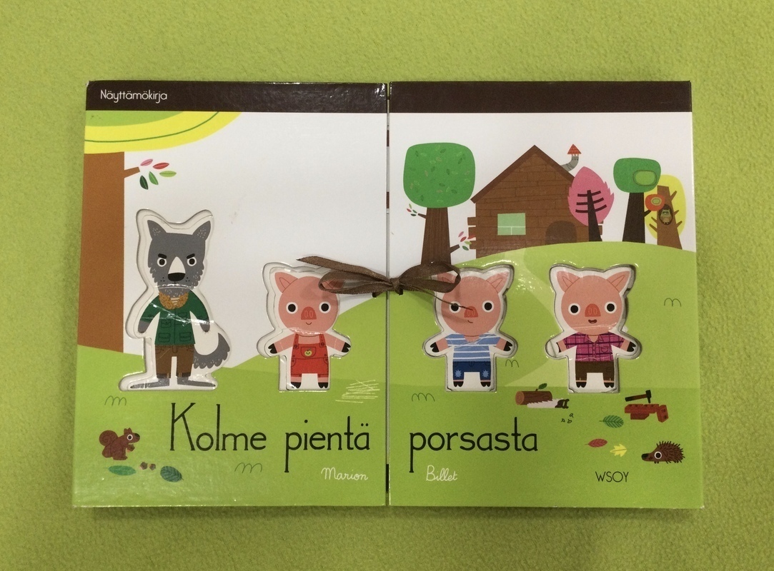 🐺 Pöytäteatteria🐷 Pöytäteatterikirja Kolme pientä porsasta ja iso paha susi.