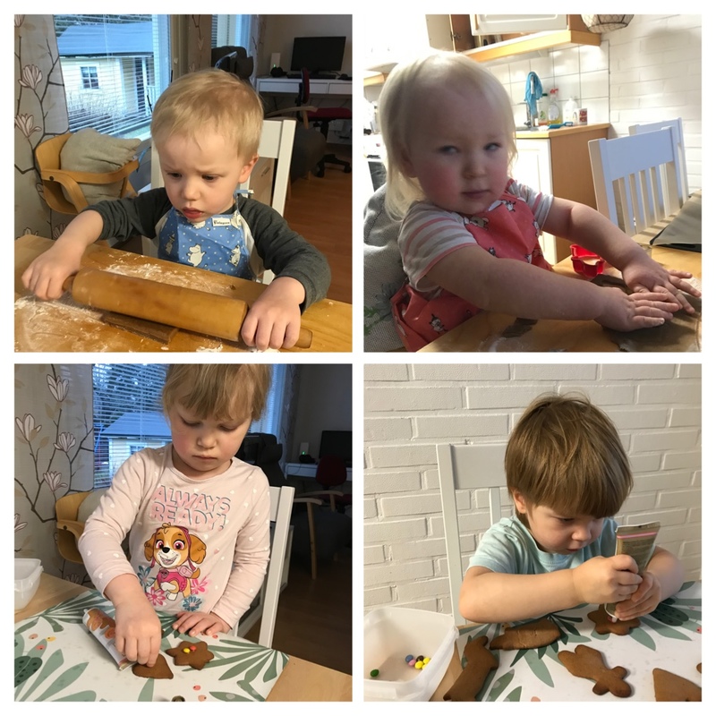 Lapset leipomassa piparkakkuja.