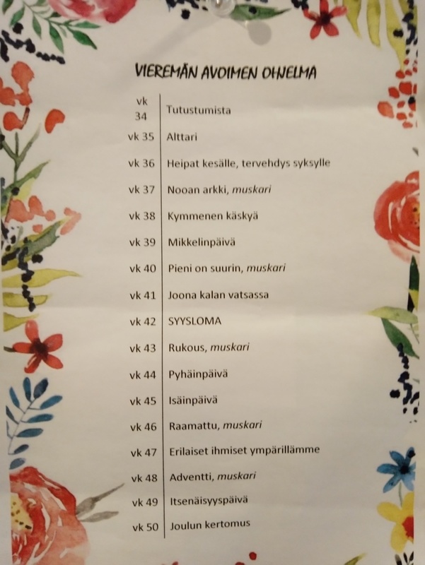 Päiväkerhon ohjelma syyskaudelle