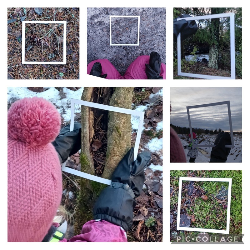 Lapset valokuvaamassa luontoa