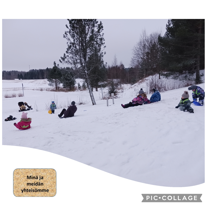 Tammikuulla 2026 Lapset liukurimäessä