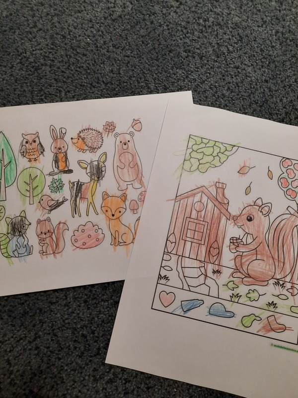 Lapsi on piirtänyt eläimiä.
