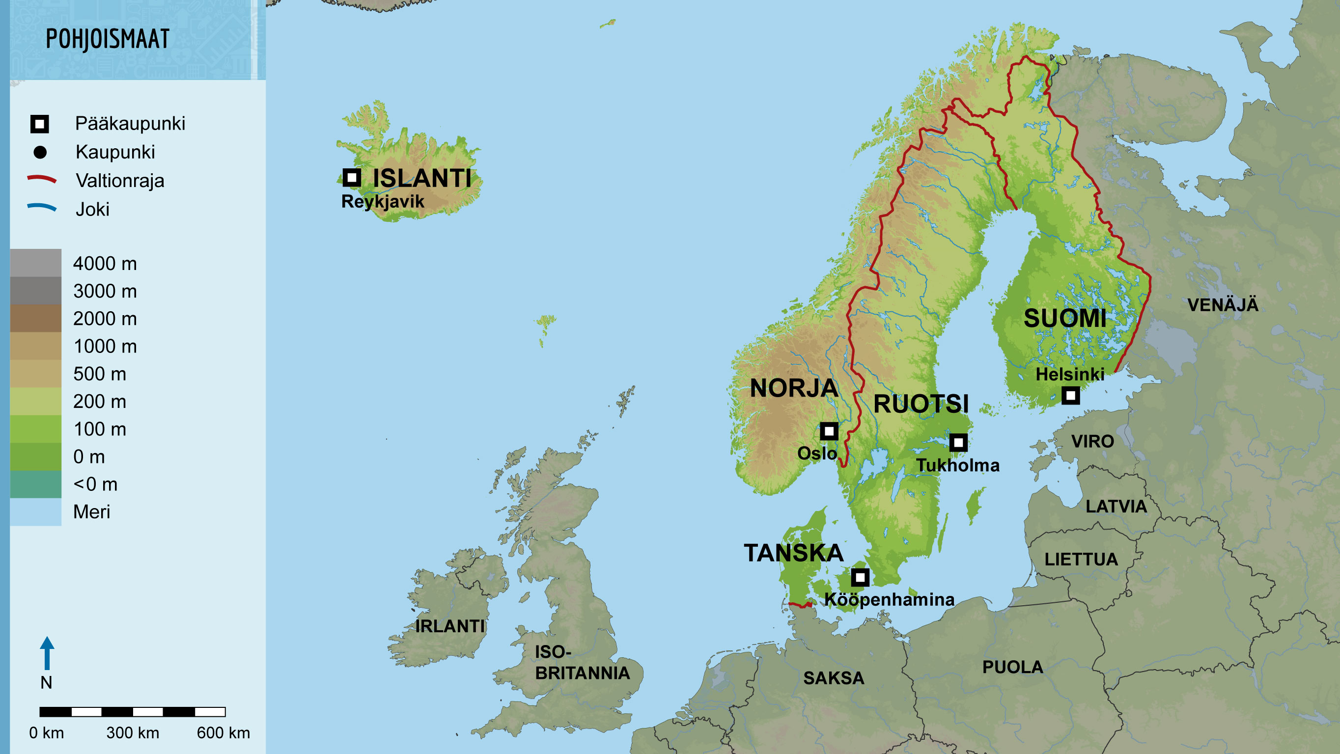 pohjoismaat kartta Pohjoismaiden kartta