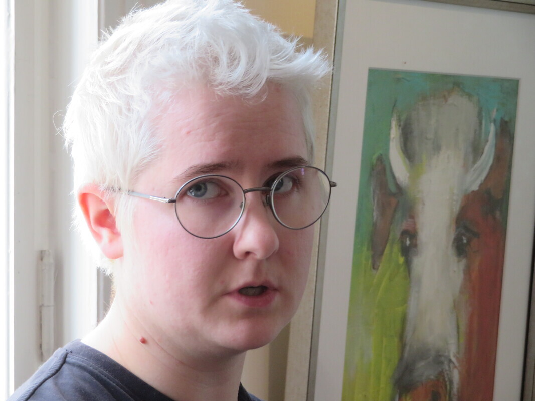Etelä-Savon kulttuurileijonien luolassa idean esittäjä Heidi Tamminen GalleriArissa.