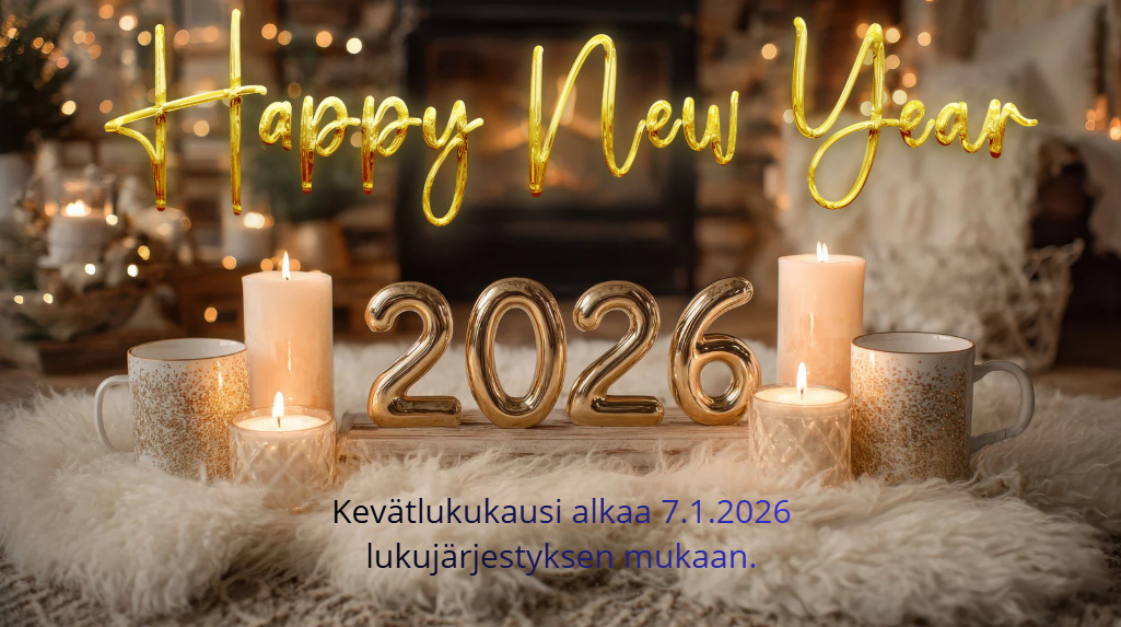 Kevätlukukausi alkaa keskiviikkona 7.1.2026 lukujärjestyksen mukaan.