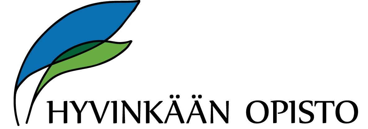 Hyvinkään Opiston logo jossa vihreä sininen lehti