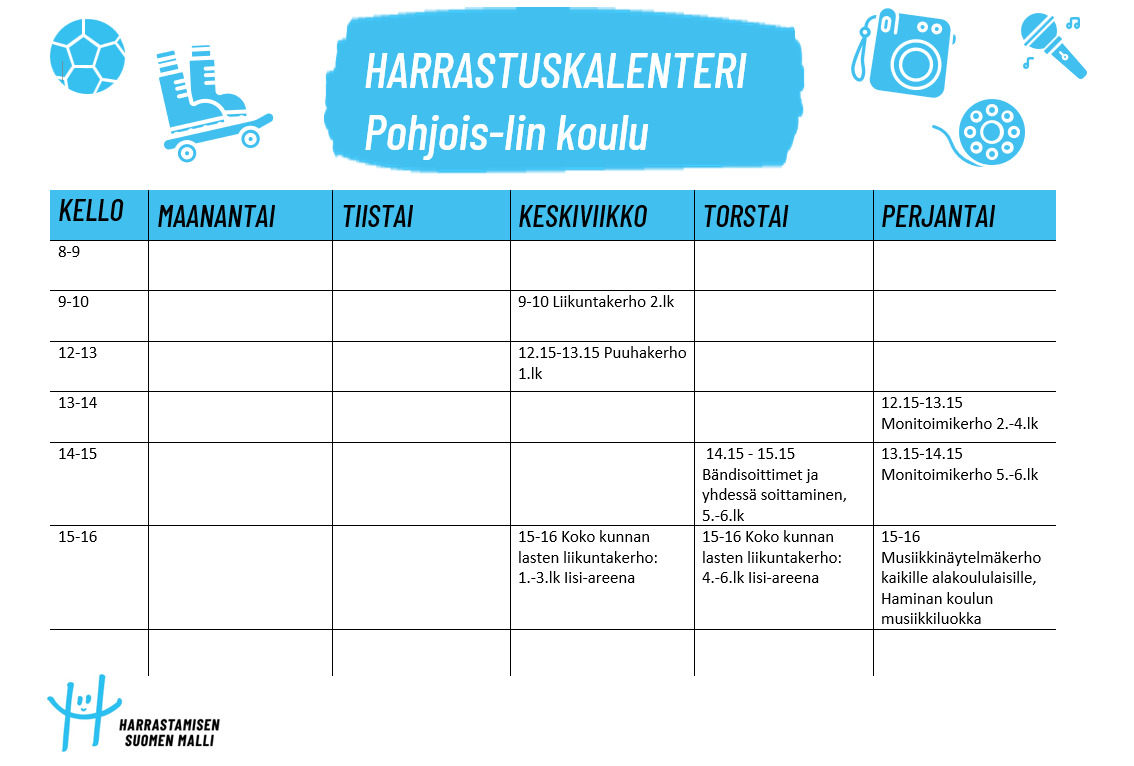 Pohjois-Iin koulun kerhot Pohjois-Iin koulun kerhot lukuvuonna 2024-2025