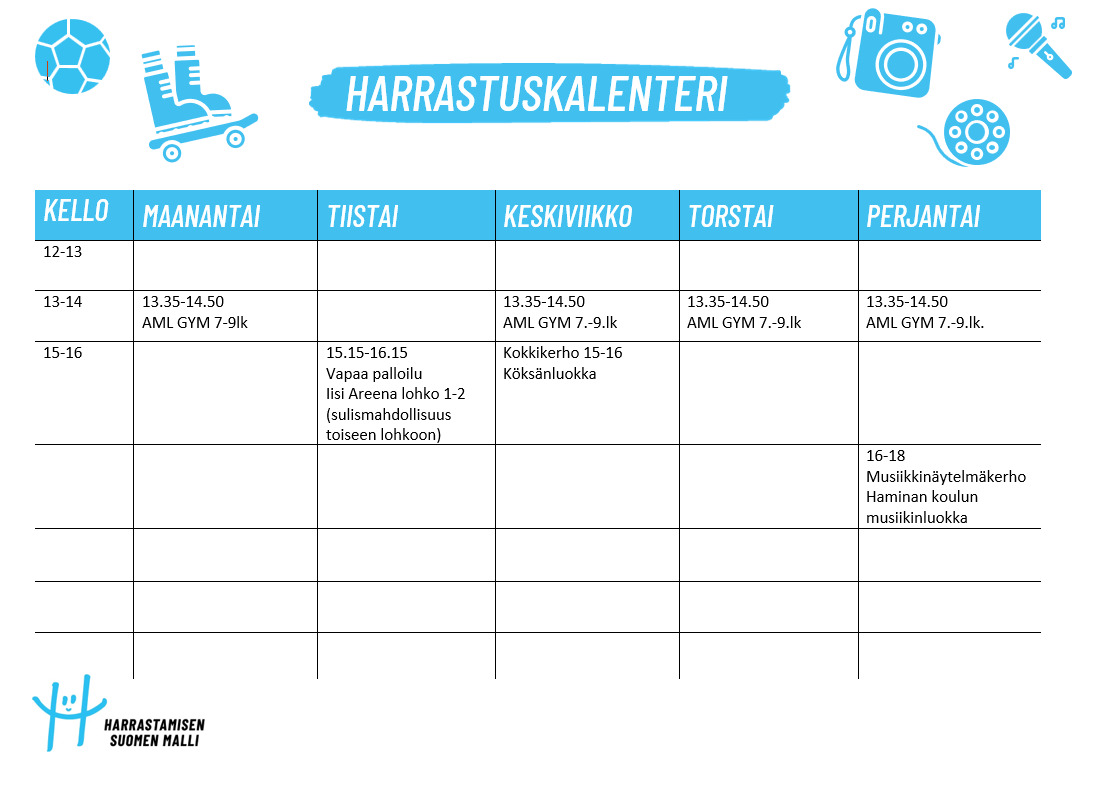 Valtarin koulun lukuvuoden 2026-2027 harrastukset