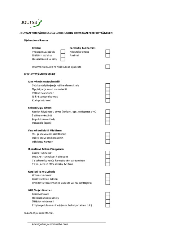 Perehdytyslomake pdf