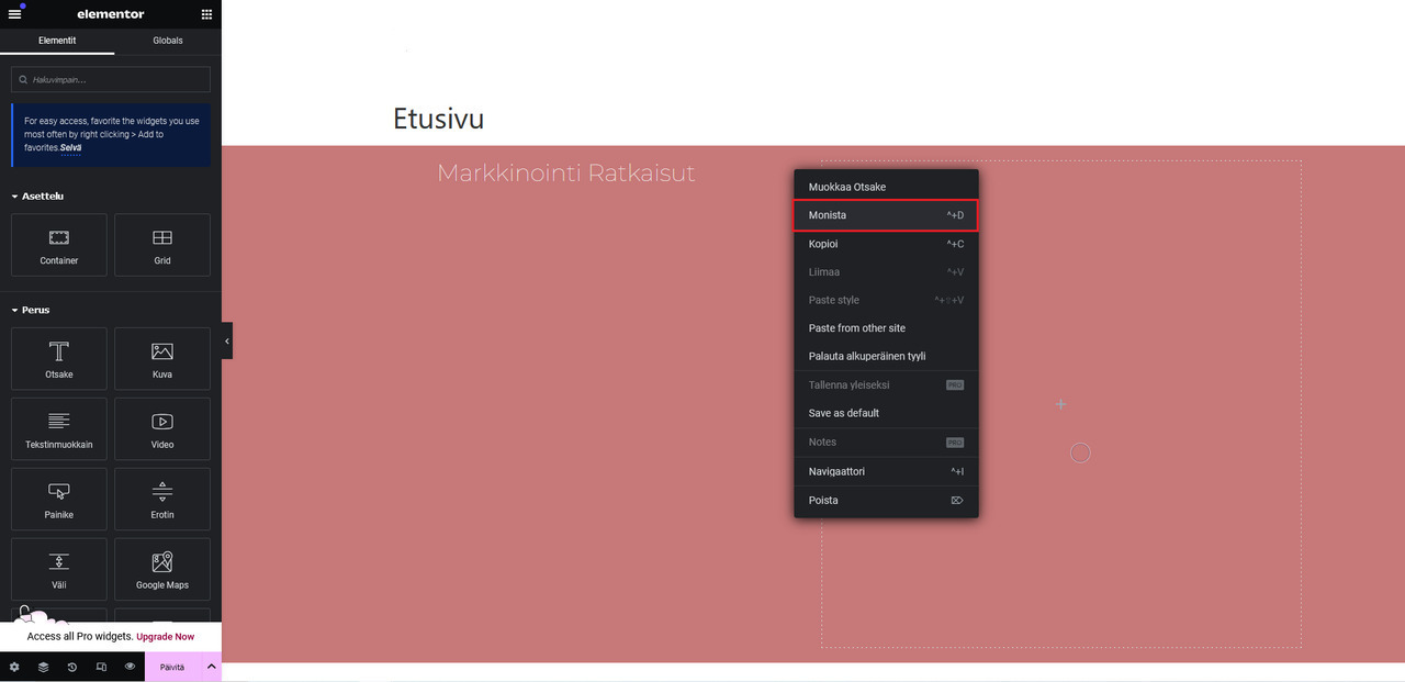 Otsikko Otsake Header