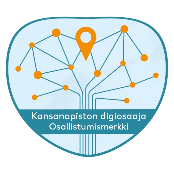 Suomen Kansanopistoyhdistyksen luoma kansanopiston digiosaaja -osallistumismerkki