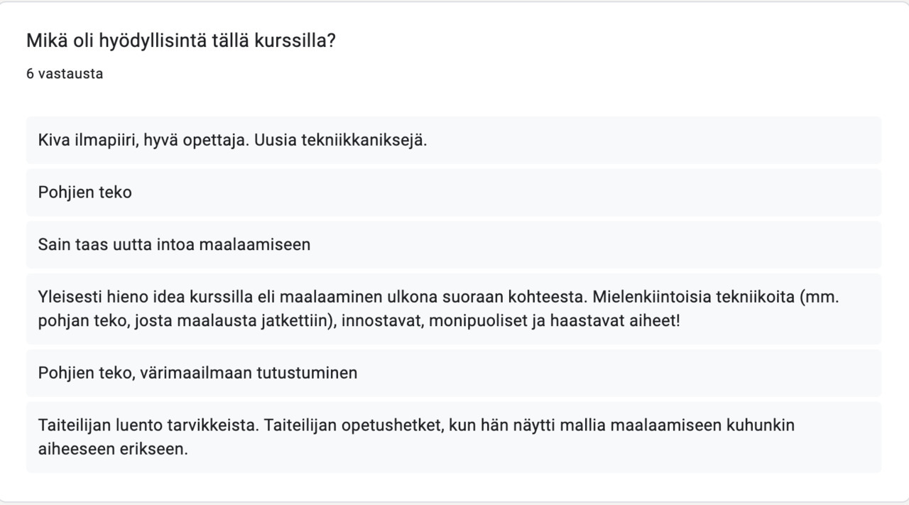 Taideleiri2024 osallitujan palauteet