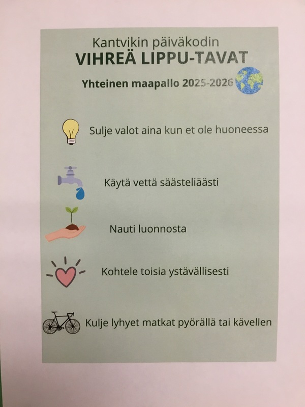 Kantvikin päiväkodin vihreä lippu tavat