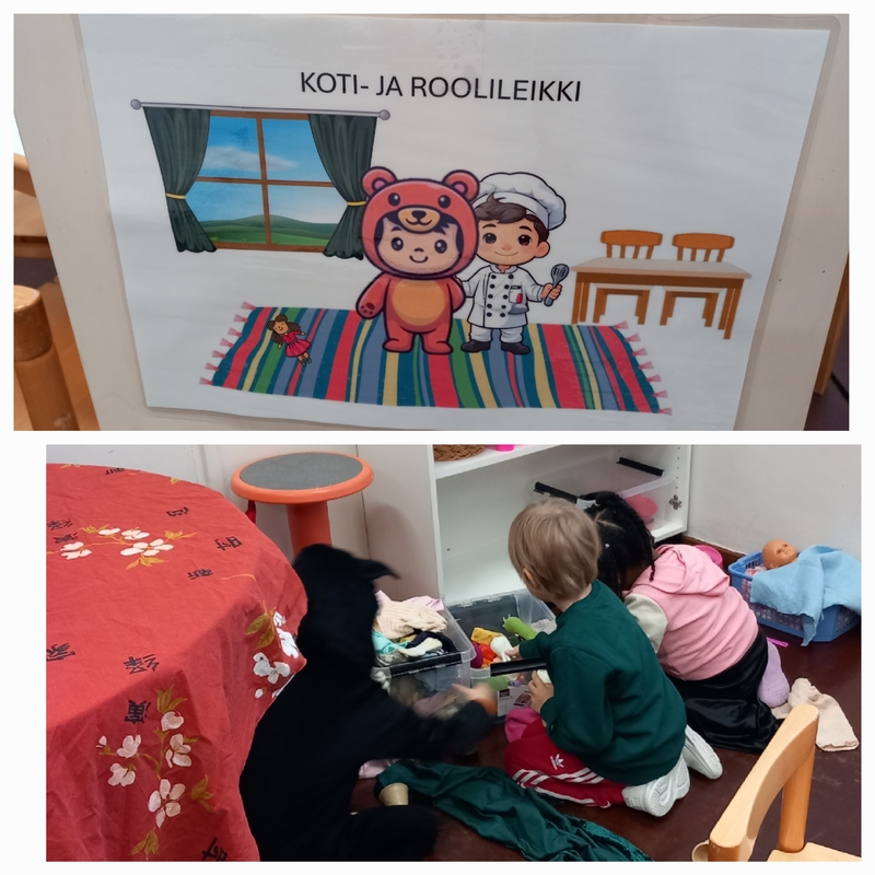 Lapset leikkivät kotileikissä