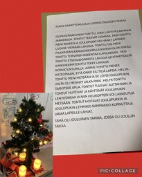Joulutarina, jonka eskarit yhdessä keksivät ,ja se luettiin vielä  koulun jouluradiossa🎶 🎄🤶