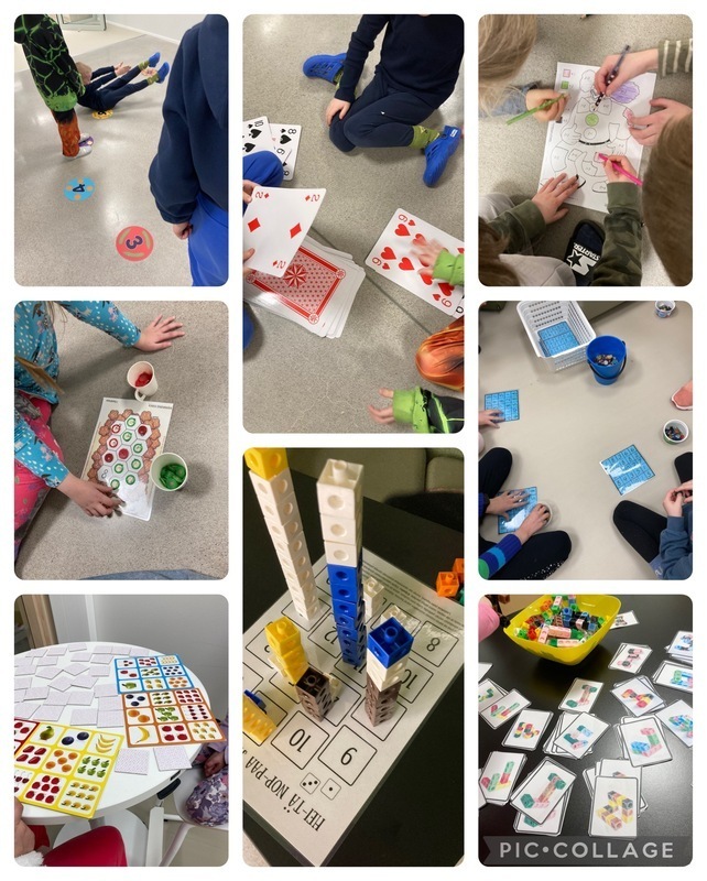 Alkuluokassa tehtiin pareittain  erilaisia  matikkapelejä.🔢