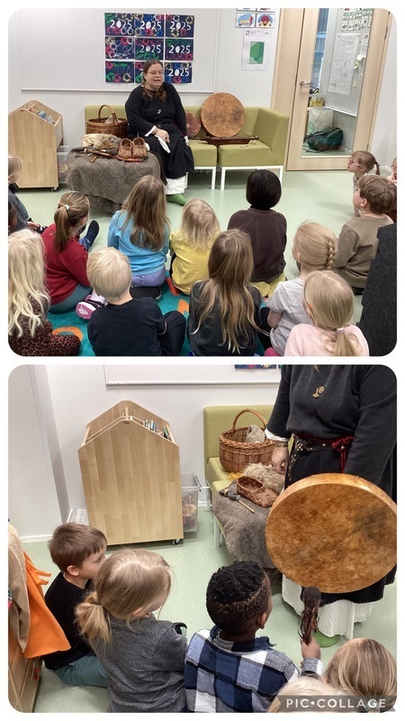 Pääsimme tutustumaan keskiaikaan, kun saimme vierailijoita 10.2 eskariin. Saimme tutustua käsityöläisiin sekä metsästäjään.