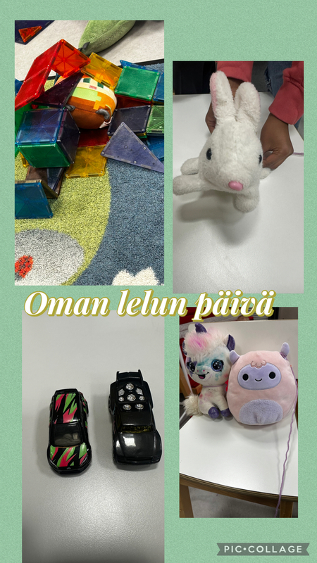 Tänään sai tuoda oman lelun eskariin🤗