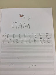 Vihkoon harjoiteltiin E-kirjainta.