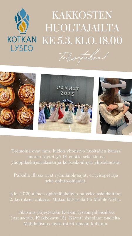 Tervetuloa kakkosten huoltajien iltaan!