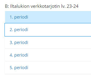 Näkymä Wilman kurssitarjottimessa