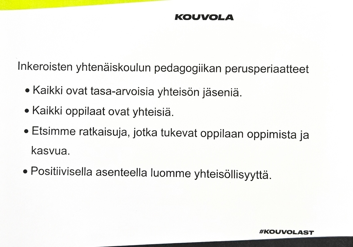 Inkeroisten yhtenäiskoulun pedagogiikan perusperiaatteet