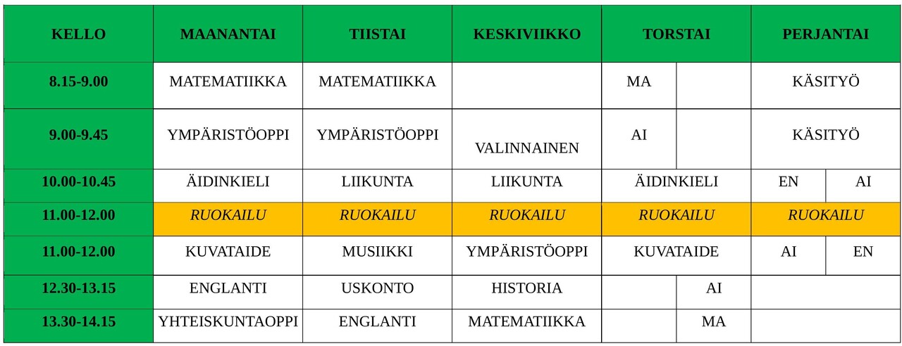 Lukujärjestys 2026-2027
