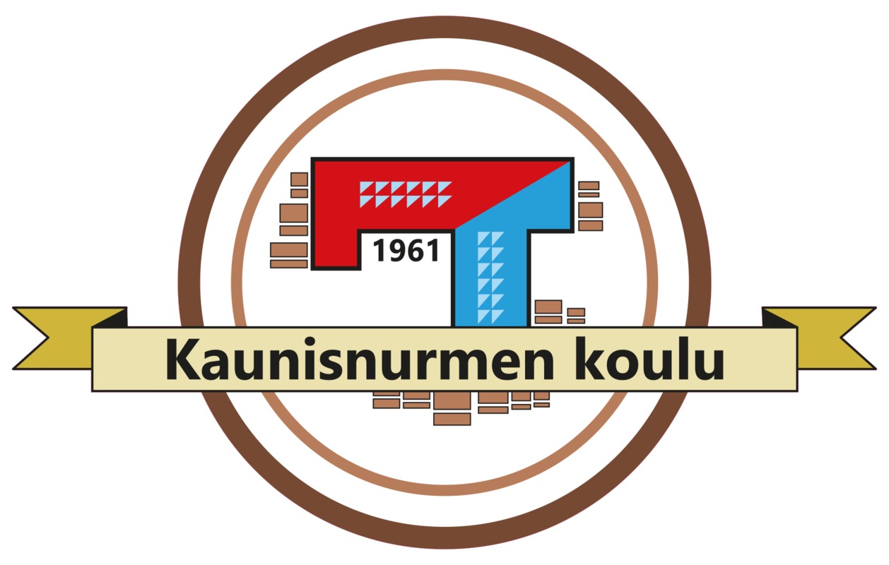Kuva koulun logosta sekä koulun nimi Kaunisnurmen koulu ja rakennusvuosi 1961