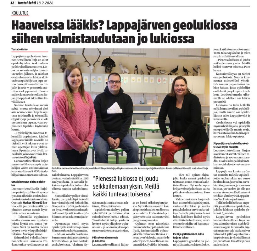 Juttu meistä - luonnontieteellisen linjan päivitys