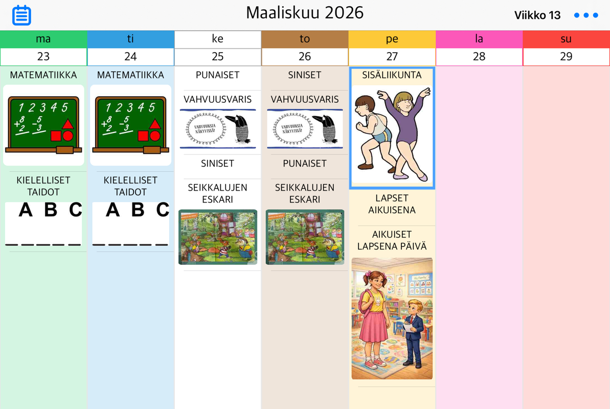VIIKKO 13 ESIKOULULAISTEN VIIKKO-OHJELMA