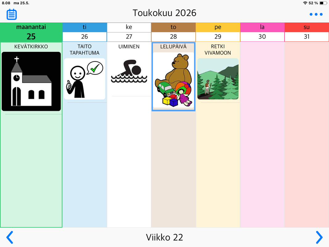 VIIKKO 22 ESIKOULULAISTEN VIIKKO-OHJELMA