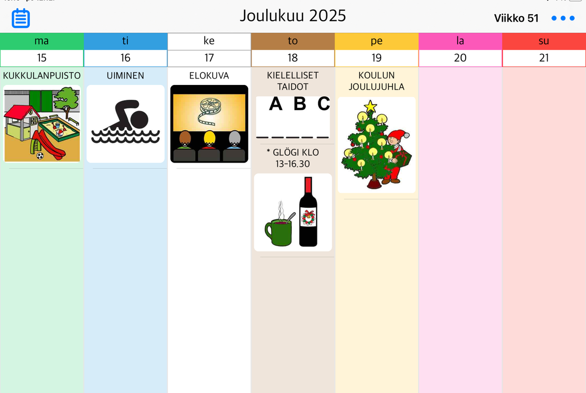 VIIKKO 52 ESIKOULULAISTEN VIIKKO-OHJELMA