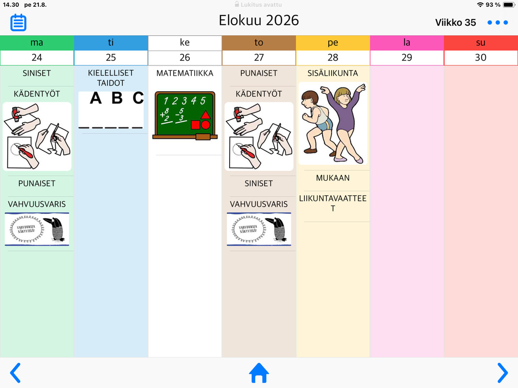 ESIKOULULAISTEN VIIKKO-OHJELMA