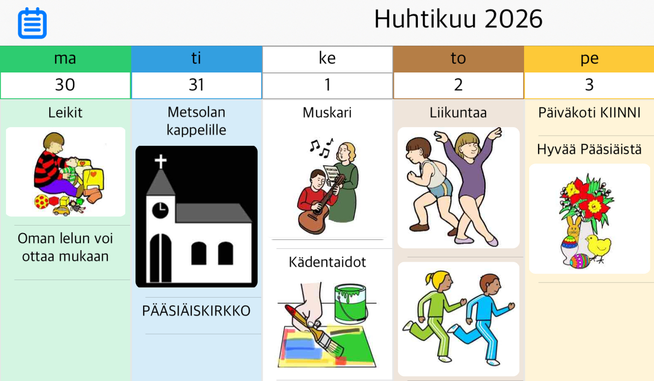 Viikko 14 Kuvassa viikko-ohjelma