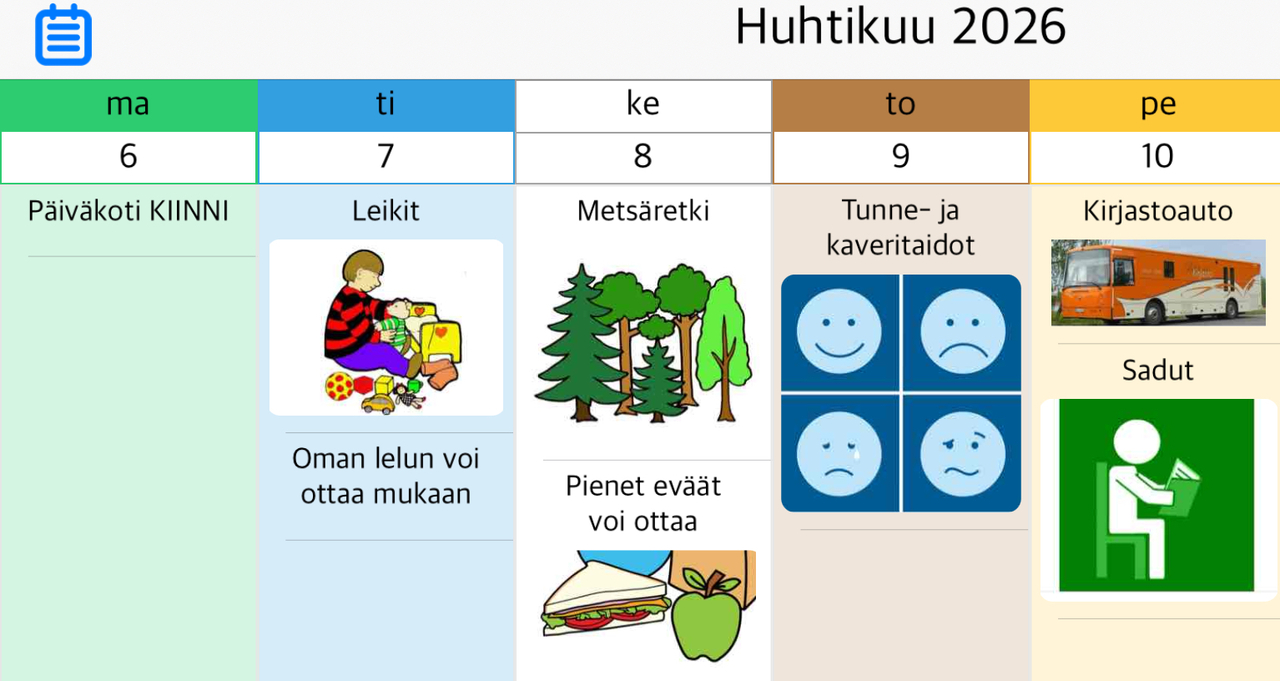 Viikko 15 Kuvassa viikko-ohjelma