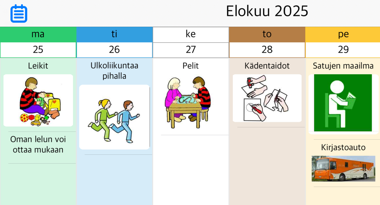 Kuvassa viikko-ohjelma